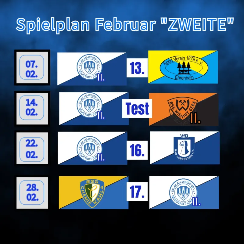 Spielplan Februar „ZWEITE“