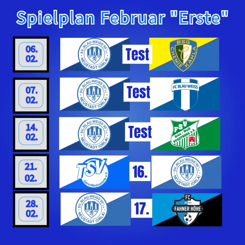 Spielplan Februar „ERSTE“