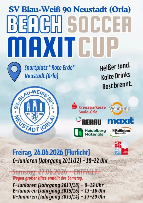 Änderung zum BEACHSOCCER -Turnier